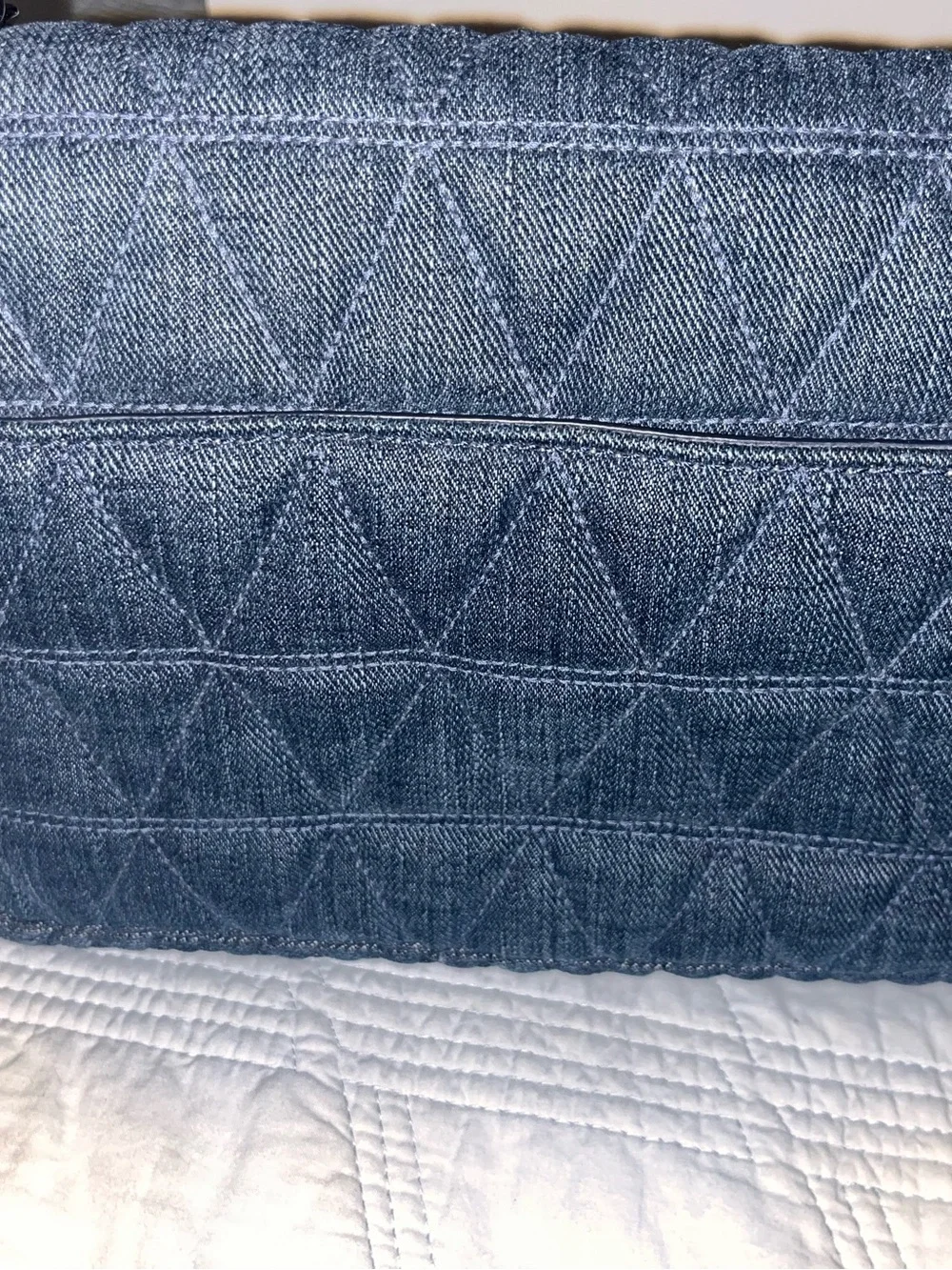 Michael Kors Quilted Denim Crossbody in Navy with Silver Chain